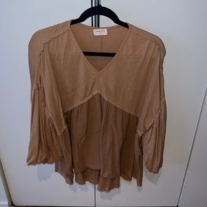 V neck Peasant Top